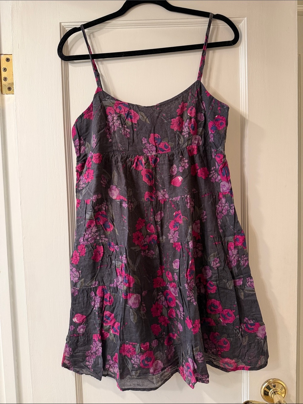 Fire Los Angeles Dark Gray Mini Dress with Pink Floral Print